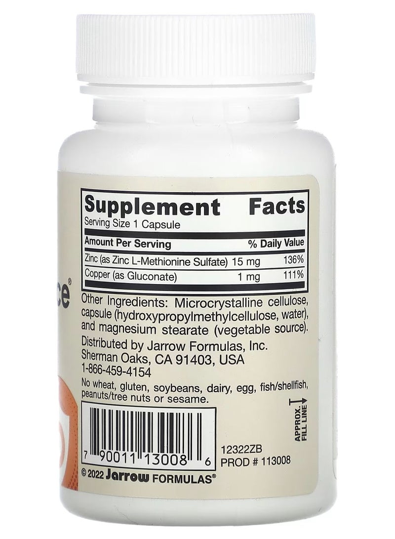 jarrow formulas Vegan Zinc Balance 100 Veggie Capsules - Image 2